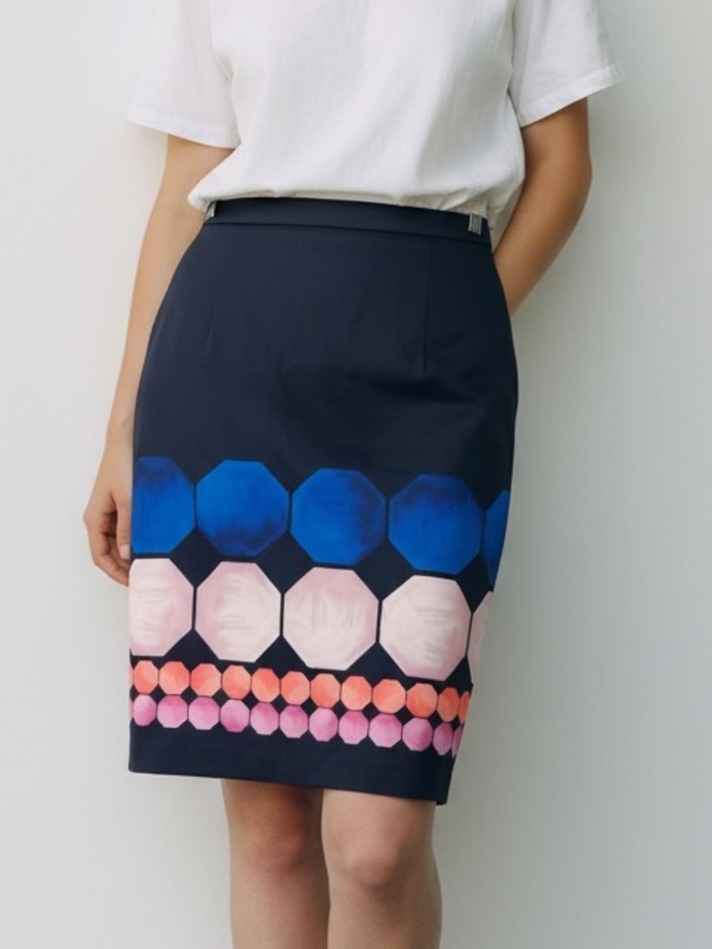 Ted Baker Jaidey Mosaic Pencil Skirt Navy